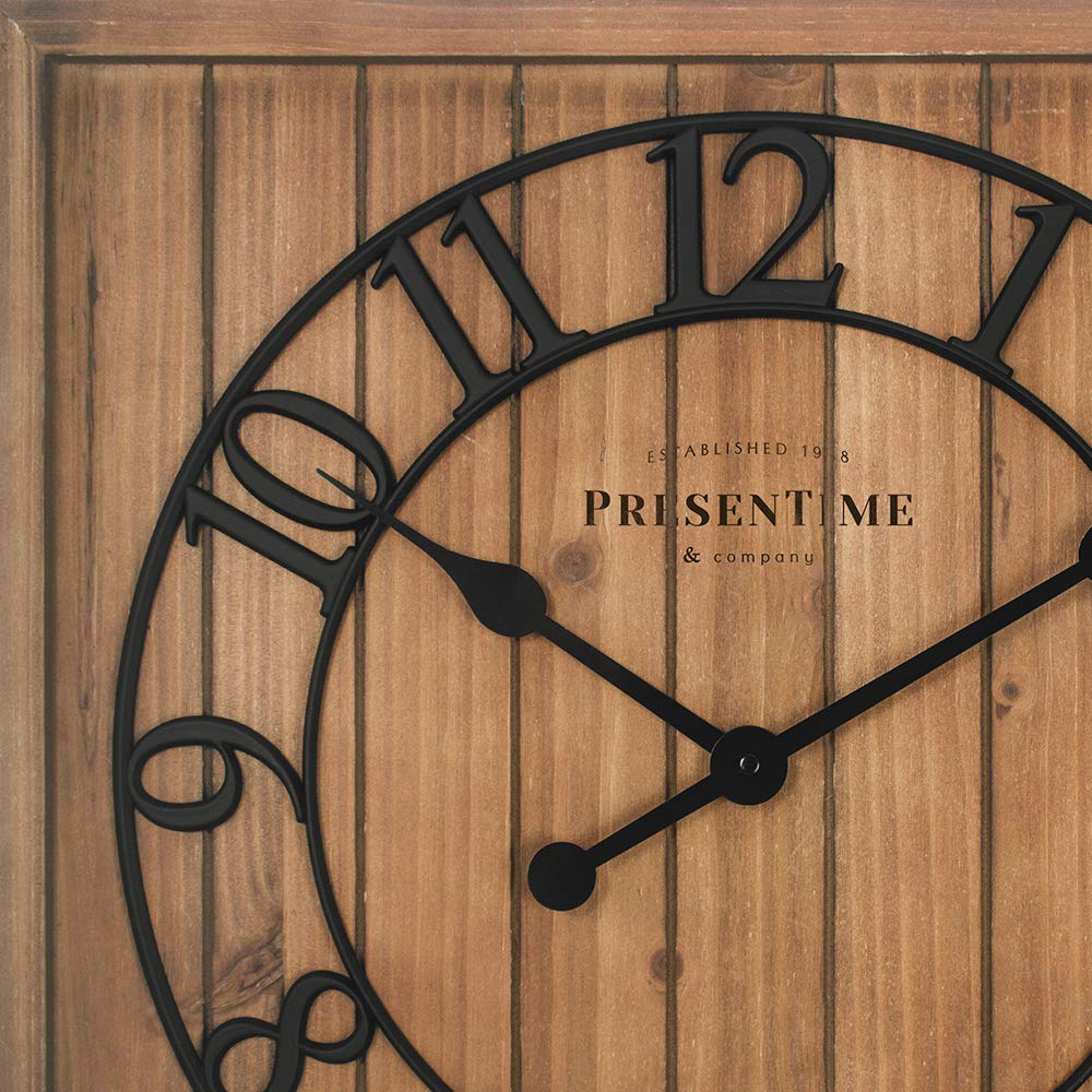 21" Farmhouse Square Shiplap Barn Door Wood Clock