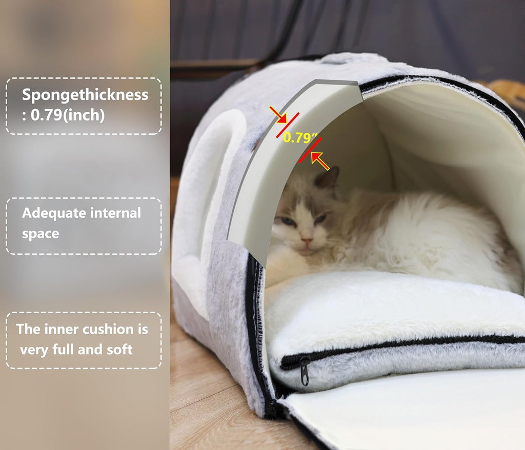 Cat Bed cave-cat beds for Indoor Cats,Soft and Comfortable,Cute cat House,with Removable Washable Cushioned