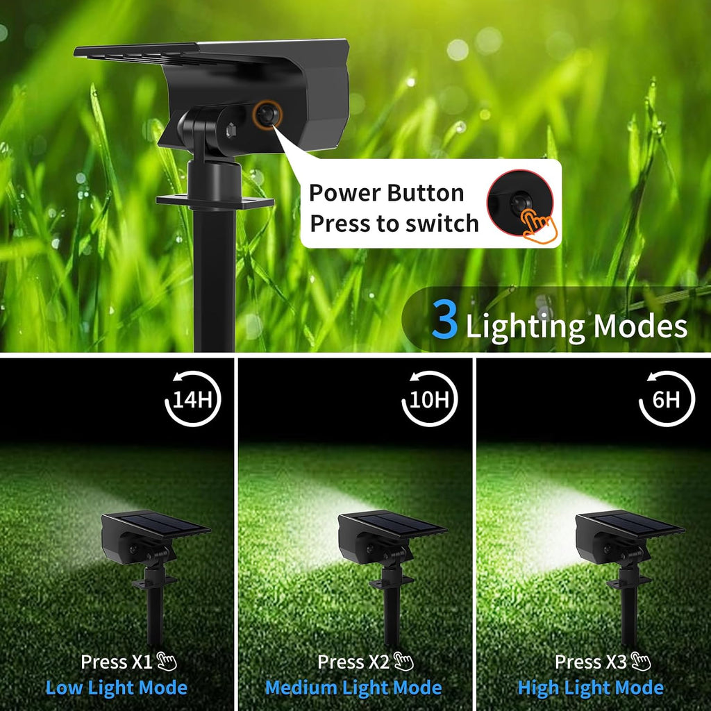Solar Spot Lights Outdoor 10 Pack, [46 LED/3 Modes] Solar Landscape Spotlights Waterproof, 2-in-1 Auto On/Off Solar