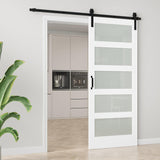 36" x 84" Glass Barn Door with 6.6 FT Hardware Kit, Handle & Floor Guide, Pre-Drilled Sliding Barn D