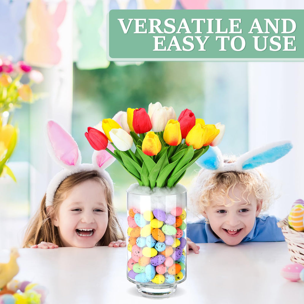 Easter Decorations Flowers Tulip Centerpiece with Vase, Include 20 Pcs Artificial Tulip Pick 120 Pcs Easter Egg 2