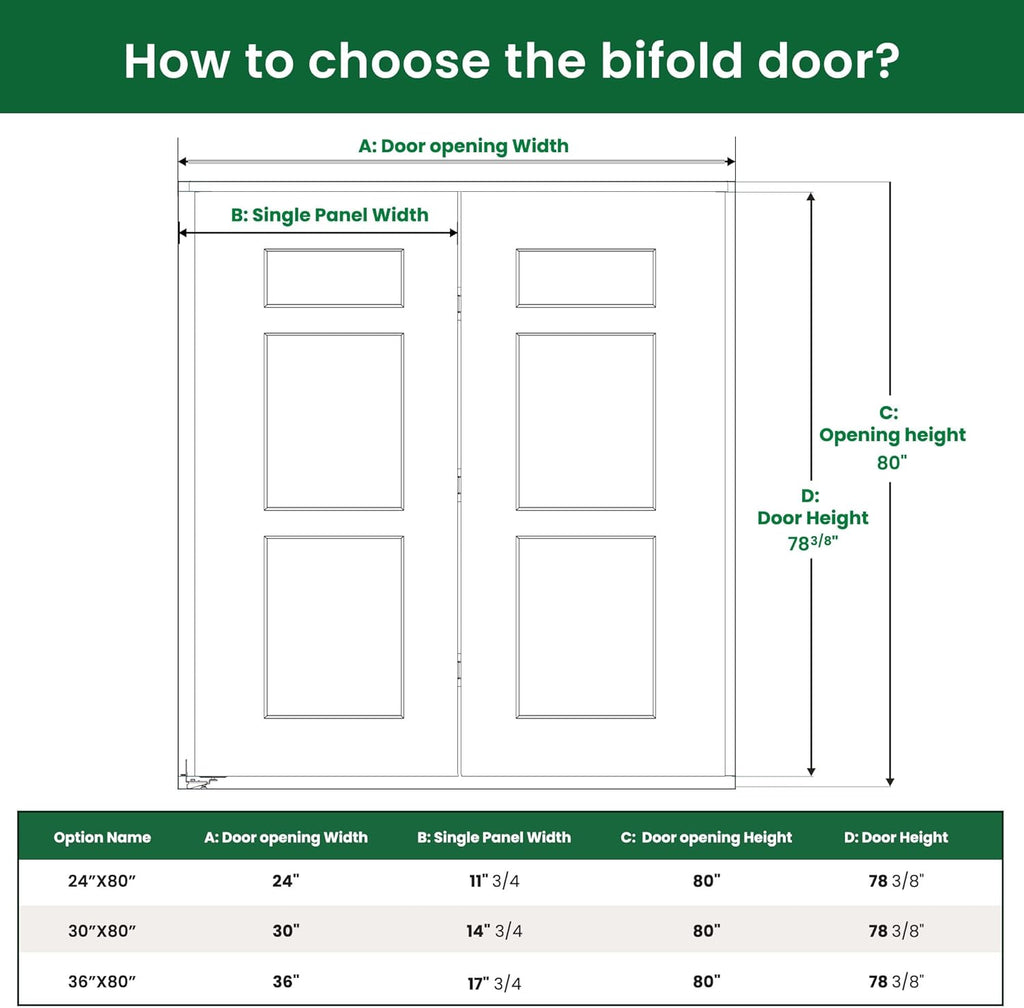 32" x 80" Paintable Bifold Door, 3-Panels Closet Doors with Hardward Kits, White Primed Surface Read