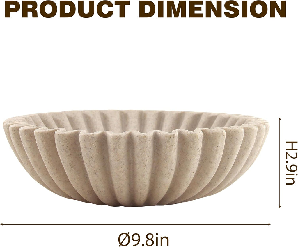10'' Large Ruffle Decorative Fruit Bowl Coffee Table Scalloped Purse Key Holder Kitchen Countertop Console Modern