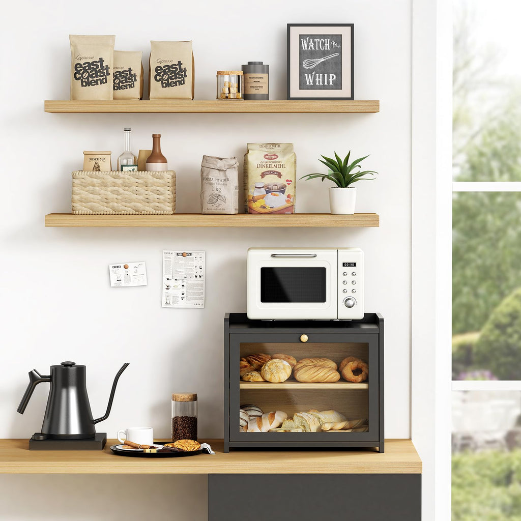 Countertop, 2 Tier Large Breadbox Modern Black