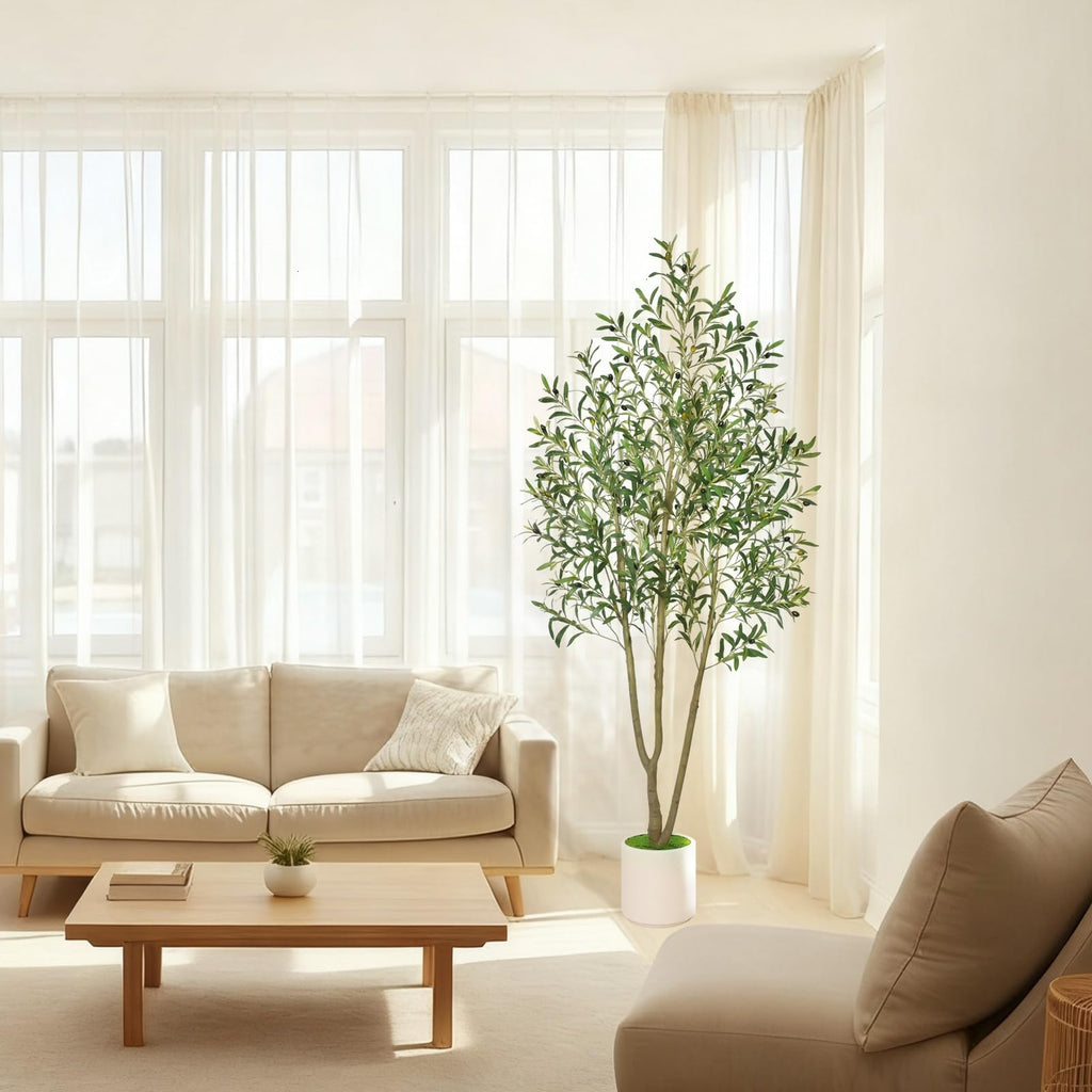 Faux Olive Tree 7FT Tall Olive Trees Artificial Indoor with Planter