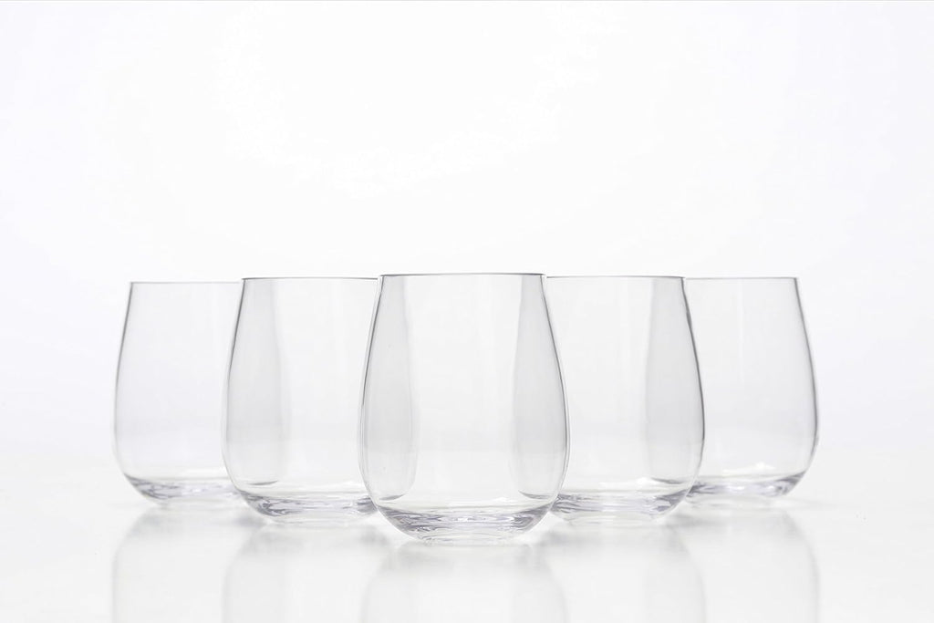 Stemless Wine Glasses - Unbreakable Shatterproof BPA Free Plastic Tritan (Set of 8) 16oz - Dishwasher Safe