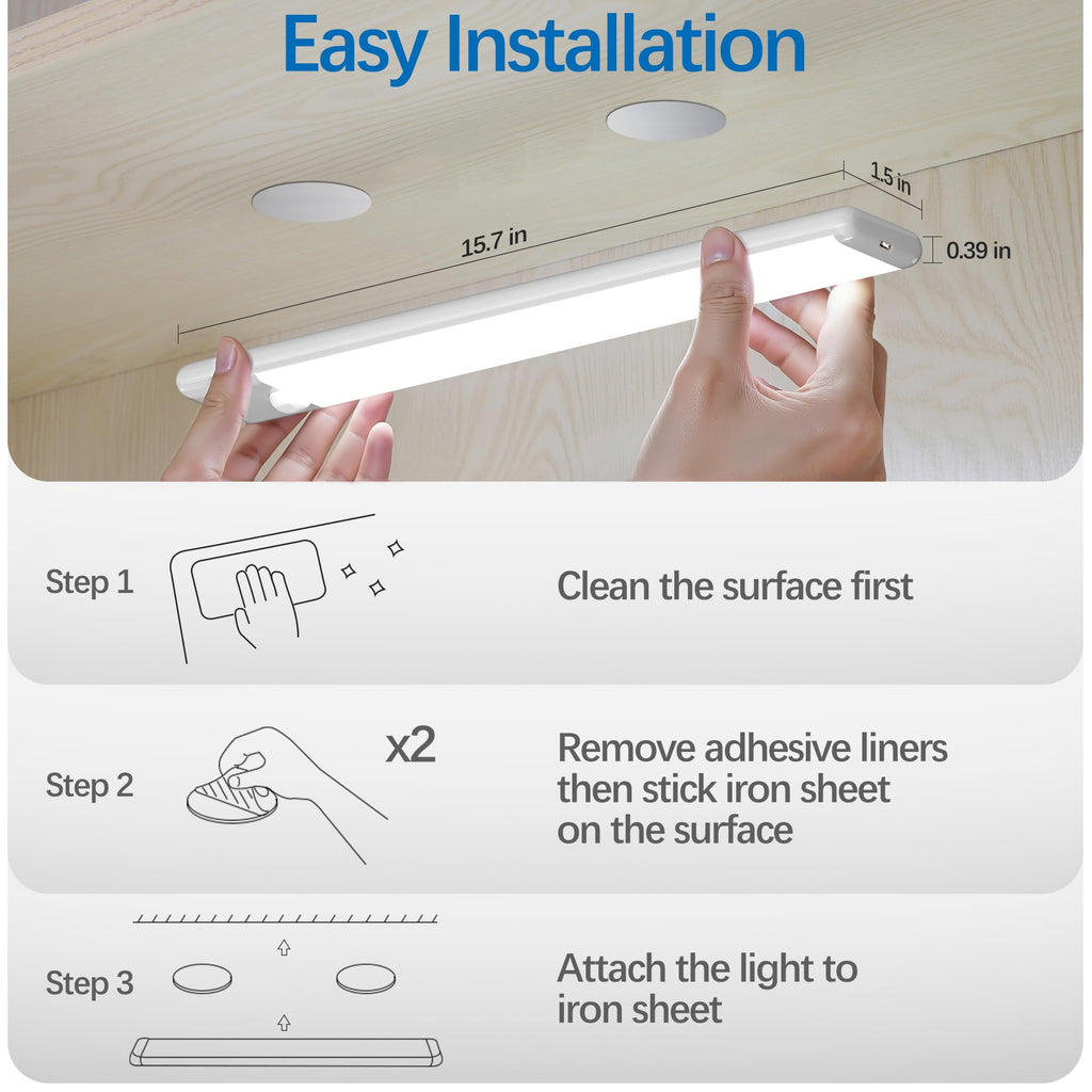 15.9 inch Motion Sensor Under Cabinet Lights, Cool White, 2-Pack