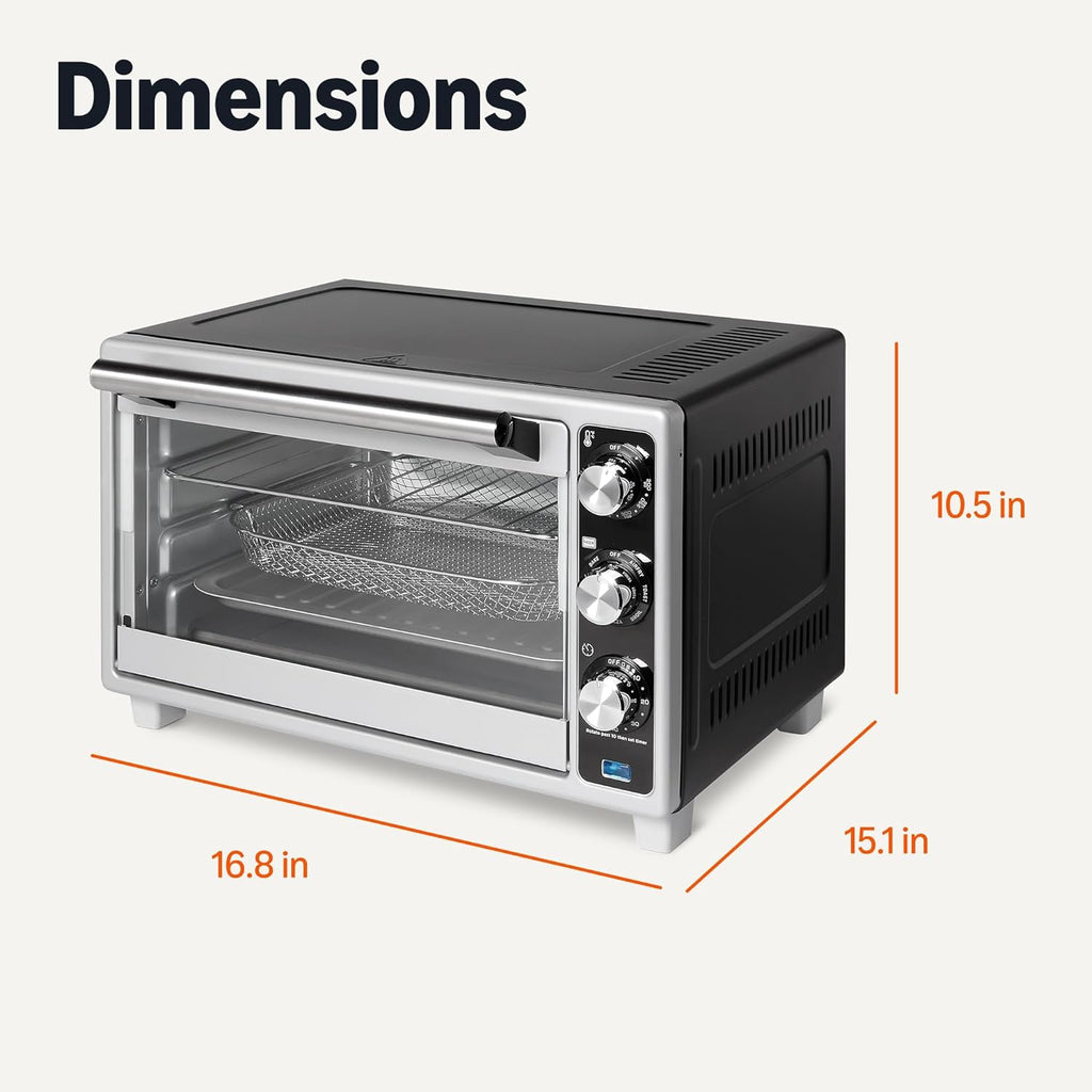 6-Slice 23-QT Toaster Oven with Built-In Air Fryer, 7-In-1 Cooking Options, 60-Min Timer & Adjustable Temperature