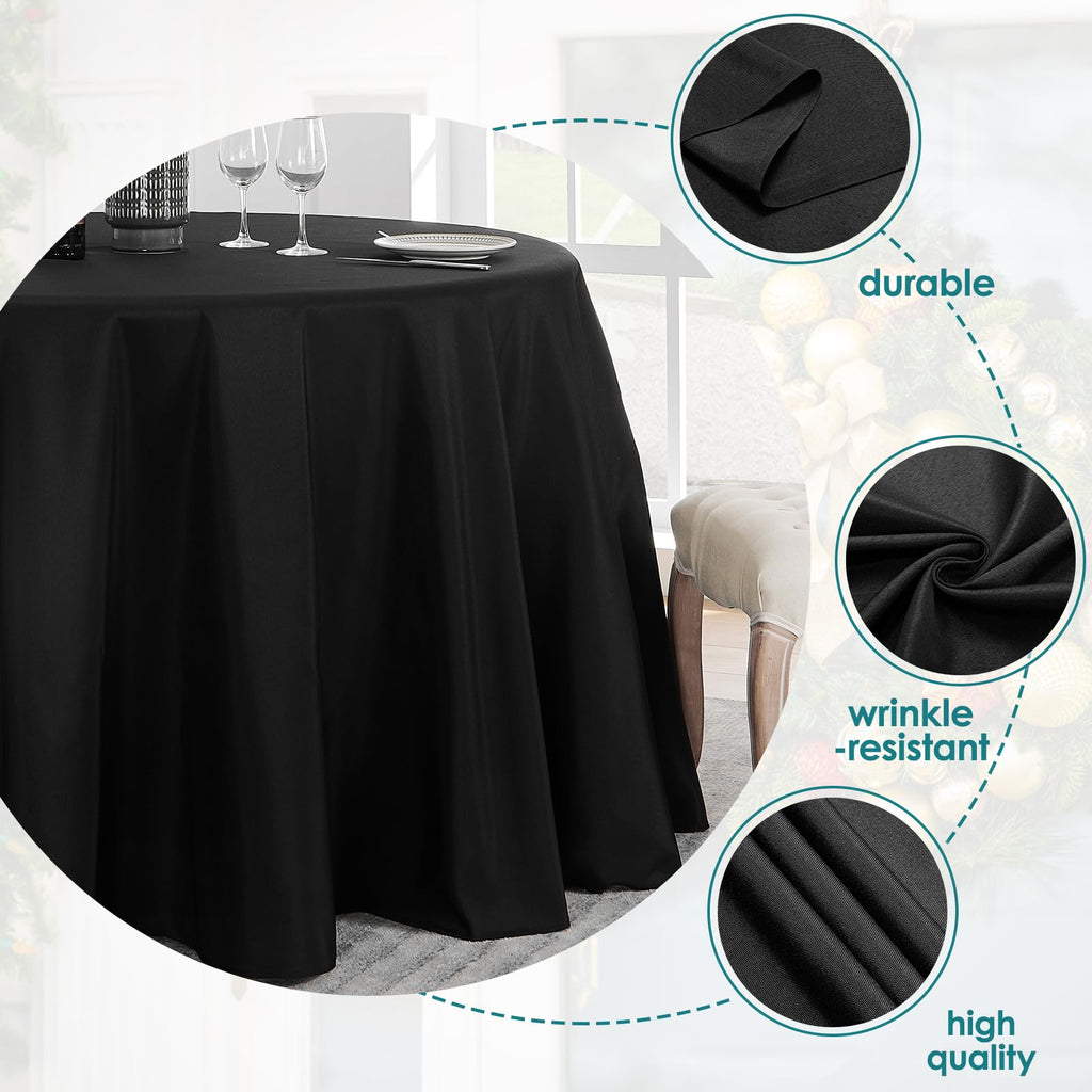 Classic Series 1 Pack 90inch Round Polyester Table Cloth, Black