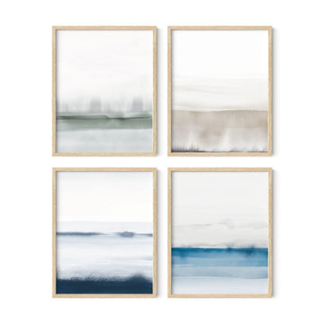Nature Wall Art - Set of 4 Landscape Wall Art, Watercolor Prints, Abstract Nature Wall Decor, Earth Tones, Neutral