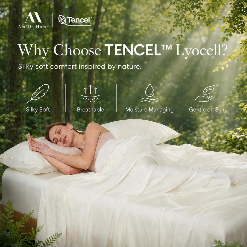 100% TencelTM Lyocell Sheet Set, King, Cream White