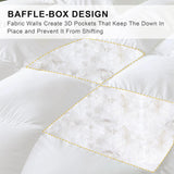 Luxury Goose Feather Down Fiber Comforter Queen, 300TC White Cotton Blended Duvet Insert