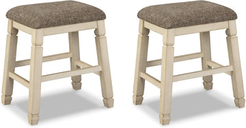 Bolanburg Farmhouse 24" Counter Height Upholstered Barstool, 2 Count, Whitewash