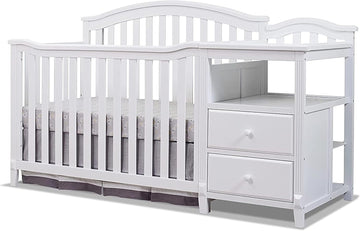 Berkley Crib and Changer with Slat Panel Back Classic -in- Convertible Diaper Changing Table Non-Toxic Finish Wooden