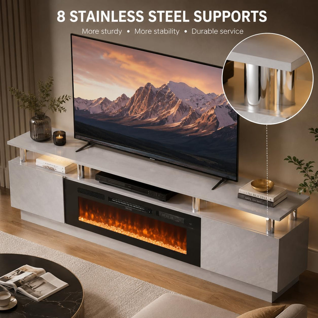 80" TV Stand & Entertainment Center, Media Console with Storage Cabinet, Fits TVs up to 90", Modern Living Room