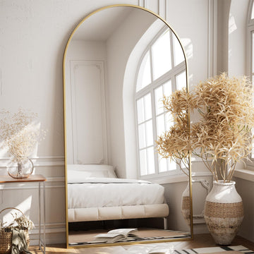 35"x78" Gold Large Arched Floor Full Length Dressing Body Mirror