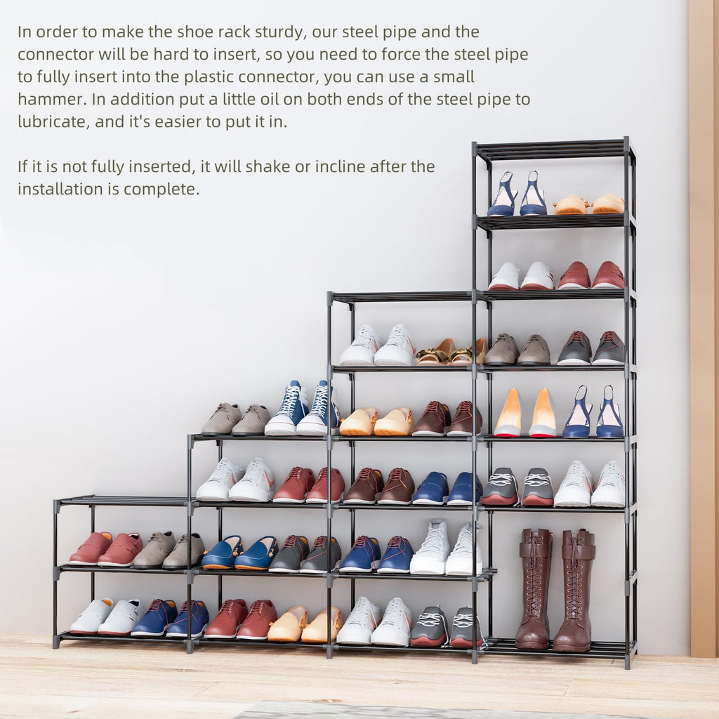 Large Shoe Rack 4 Row 8 Tier Holds 64 Pairs