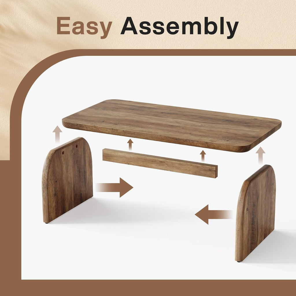 Rectangle Coffee Table, 47-Inch Wood Rectangular Living Room Table