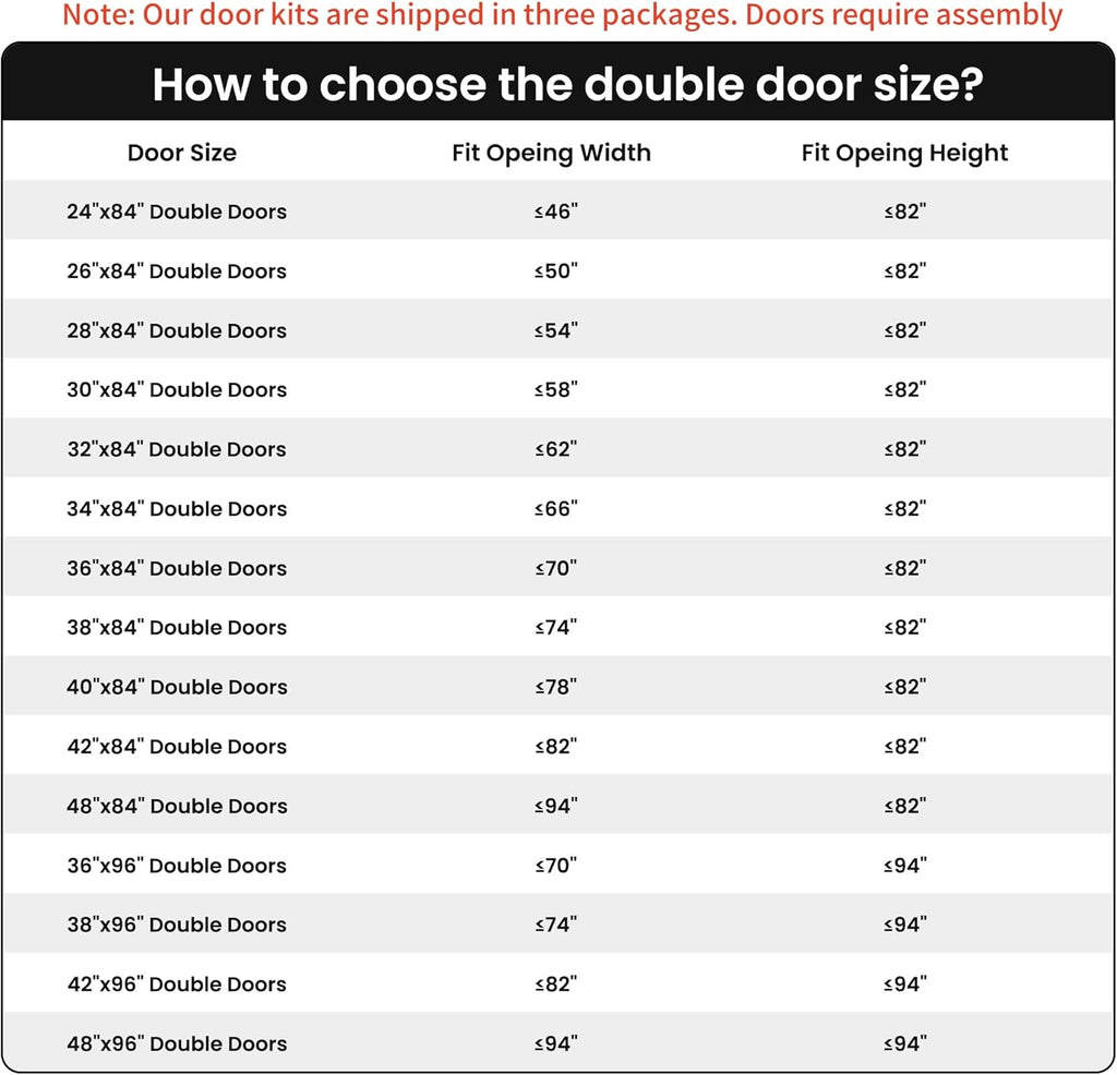 64 x 84 in (Double 32x84 Door) White Barn Door with 11FT Sliding Hardware Kit & Handle, Pre-Drilled 