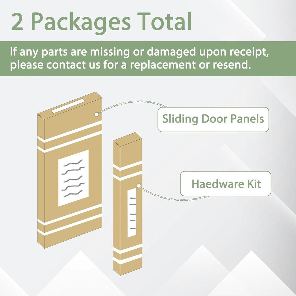 Sliding Closet Door 60" x 80", One-Side Mirror Bypass Door Panel with Hardware Track Kit & Floor Gui