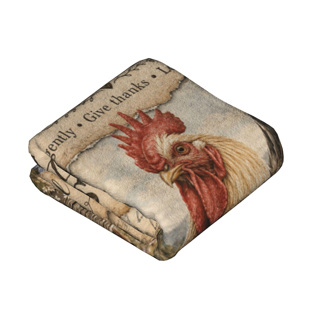 Farmhouse Rooster Throw Blanket Gift 40"x50"