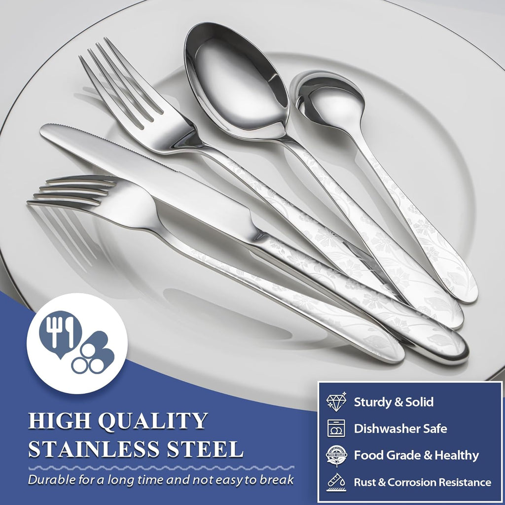 40-Piece Silverware Set Service for 8, Premium Stainless Steel Cutlery Set