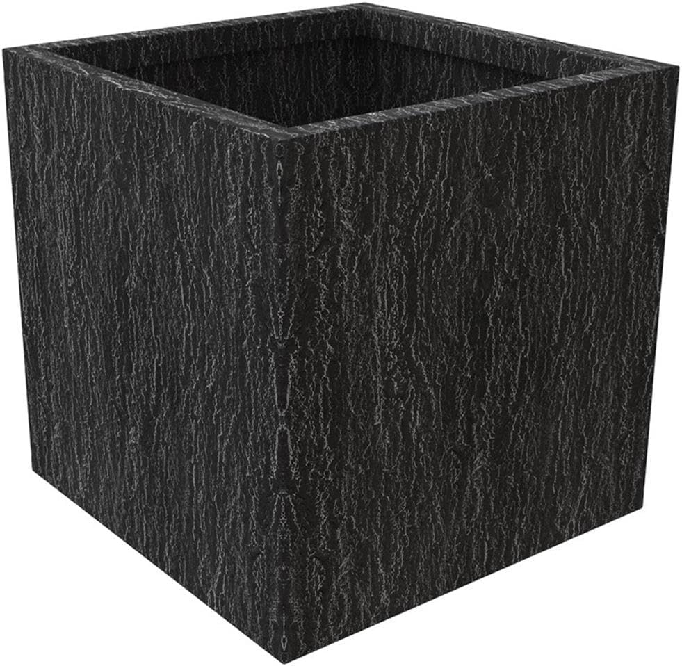Verdura Mid-Century Modern Fiberstone and Clay Planter - Weather Resistant Square Planter Pot with Drainage Holes for