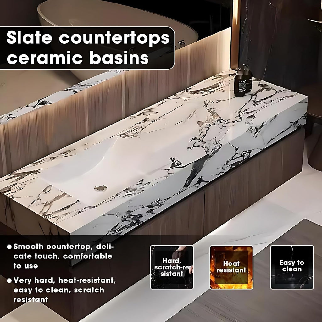 Bathroom Vanity with Sink - Modern Bathroom Sink Cabinet & Smart Mirror Cabinet Set | Wall Mounted | Equipped with