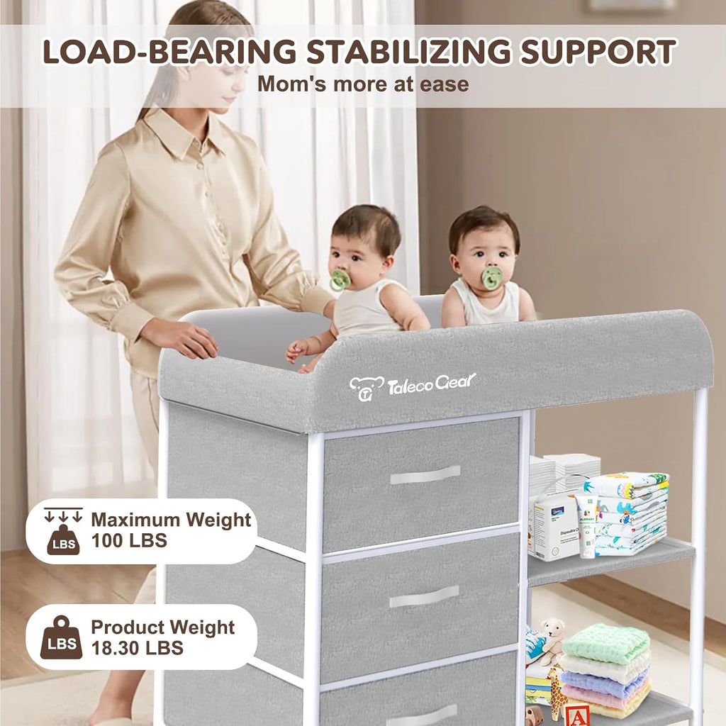 Baby Changing Table, Portable Changing Table, Diaper Changing Station with Waterproof Pad, Changing Table Dresser