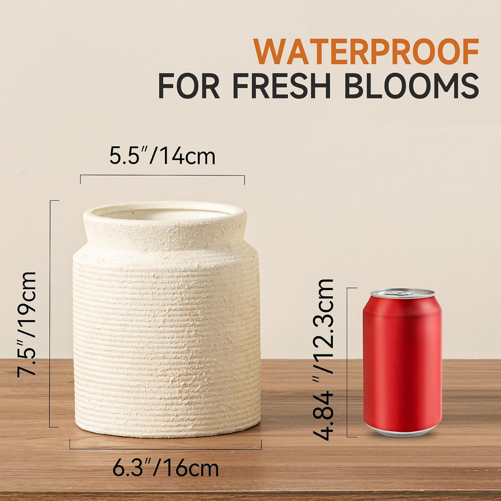 Ceramic Flower Vase 7.5 inch Farmhouse Rustic Vase