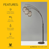 Maui Arc Floor Lamp with 3 Movable Shades & Adjustable Height- Perfect Lighting and Corner Decor, Antique Bronze