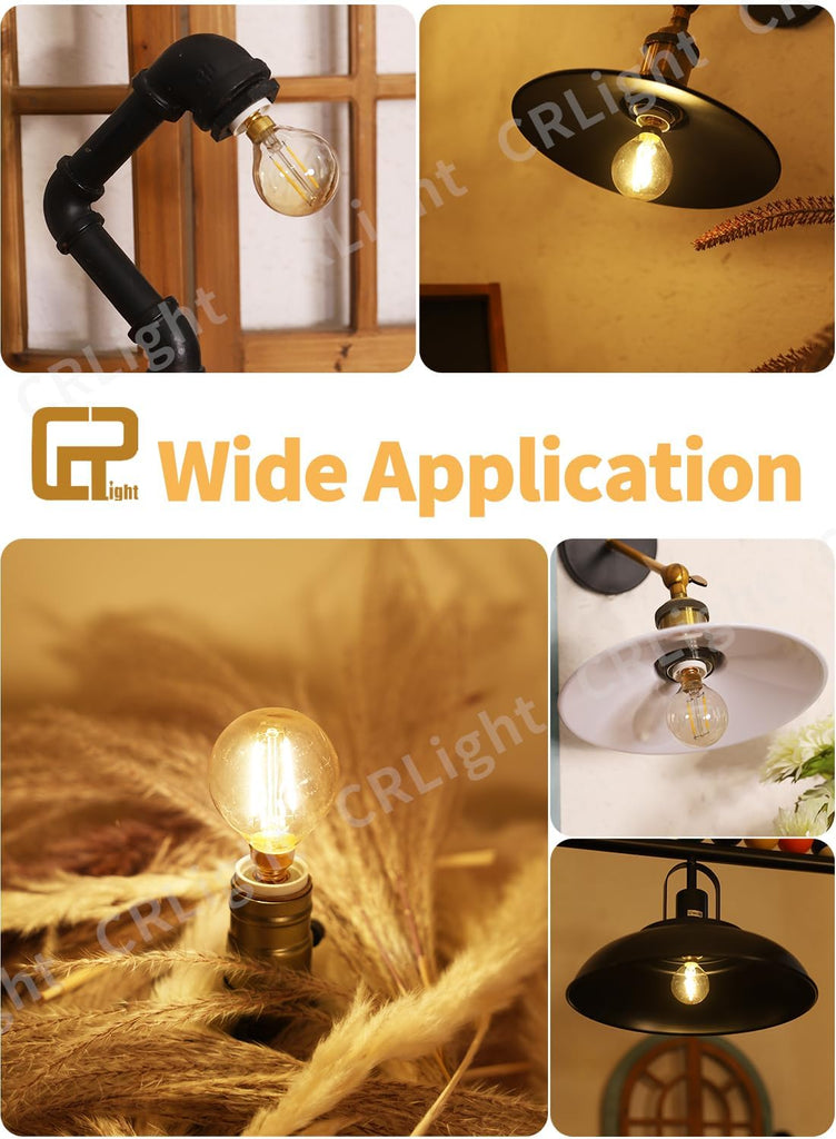 2W LED Globe Bulbs G16.5 Edison E12 4000K Neutral White, 12-Pack | 250LM 25W Equivalent, Clear Glass Vintage Edison
