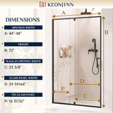 Pivot Shower Door, 44-48" W x 72" H Semi-Frameless Pivot Swing Glass Shower Door