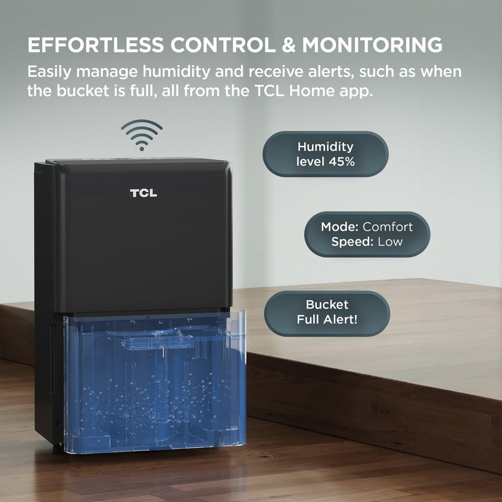 50-Pint Capacity Quiet, Energy Efficient Portable Smart Dehumidifier with Pump, Bucket or Continuous Drain