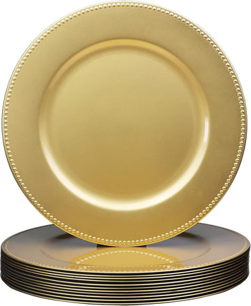 Gold Plastic Charger Plates - Set of 12