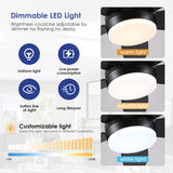 48 Inch Ceiling Fan with Light, Black Flush Mount Ceiling Fan with Remote and APP Control, Dimmable and 6 Wind Speed, Modern Low Profile Fan Light for Bedroom, Covered Outdoor A101-B0DB8GRG48