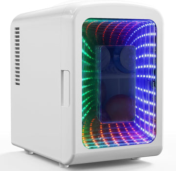Mini Fridge 4 Liter/6 Cans Portable Mini Compact Refrigerator with Gaming Light, for Bedroom,Car,Office and Dorm