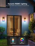 Outdoor Wall Light, 2 Pack, 1500LM Smart RGBIC Porch Lights Outdoor with 45 Scene Modes