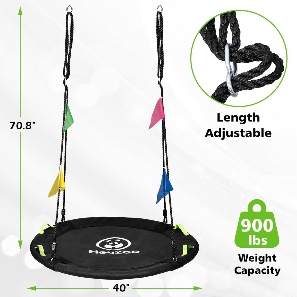 Tree Swing, 40 Inch Saucer Swing, Outdoor Swing, Black