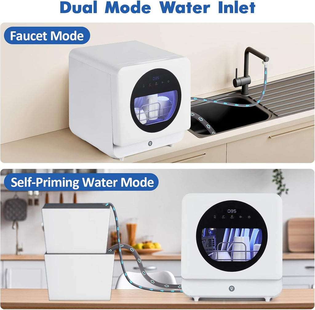 Dishwasher Countertop Compact Portable Dishwasher with Faucet & Self-Priming Water Modes Water Inlet