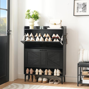 Shoe Storage Cabinet, Shoe Organizer with 2 Flip Drawers, Hidden Shoe Storage , Freestanding Shoe Cabinet Organizer