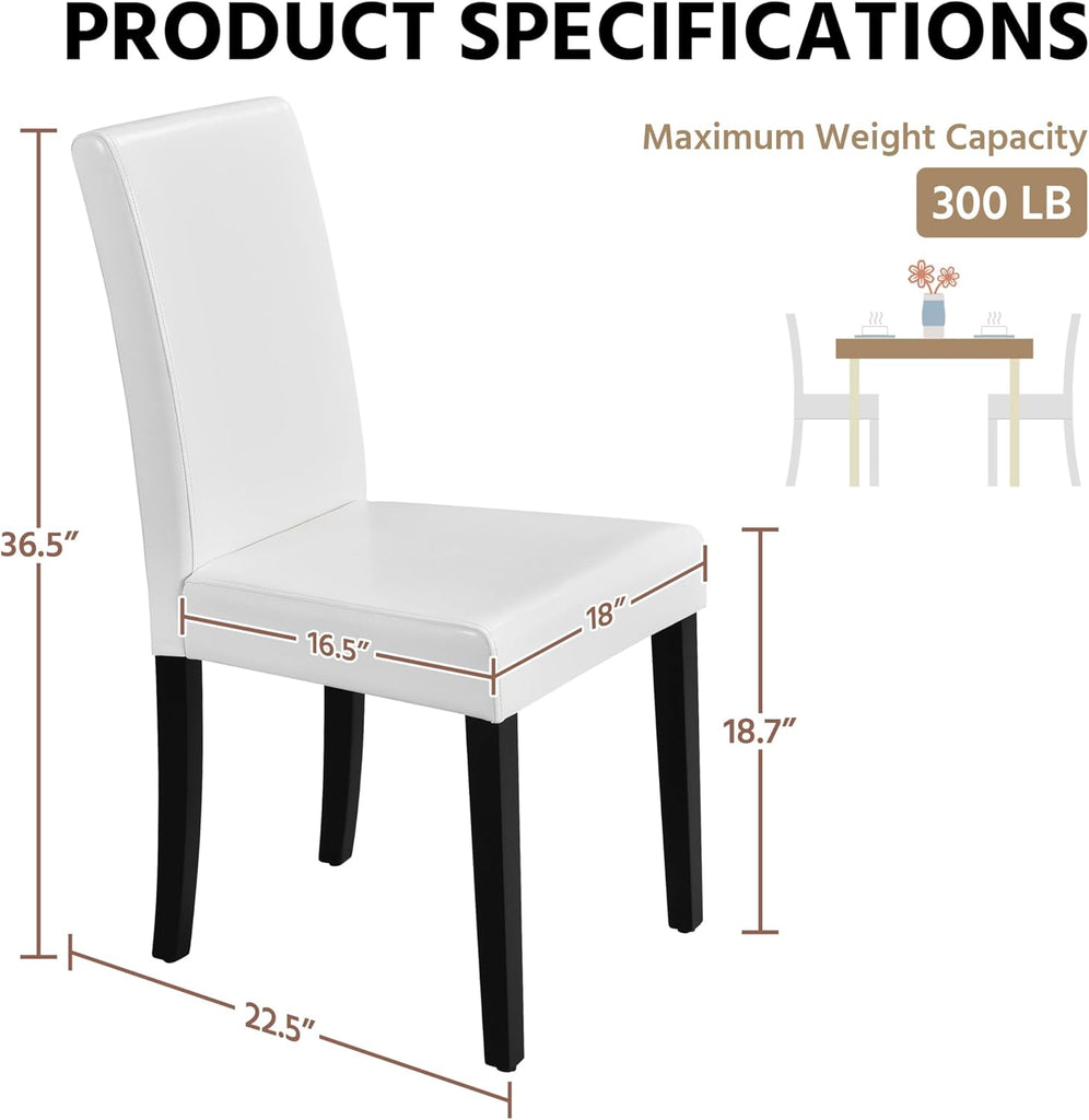 Dining Chairs Set of 2 Faux Leather Modern Dining Room Chairs with Rubberwood Legs and Padded Seat for Kitchen/Living