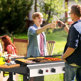 2-Burner Outdoor Propane Gas Griddle, 17-Inch Flat Top Grill, 20,000 BTU Portable Griddle with Side Shelves