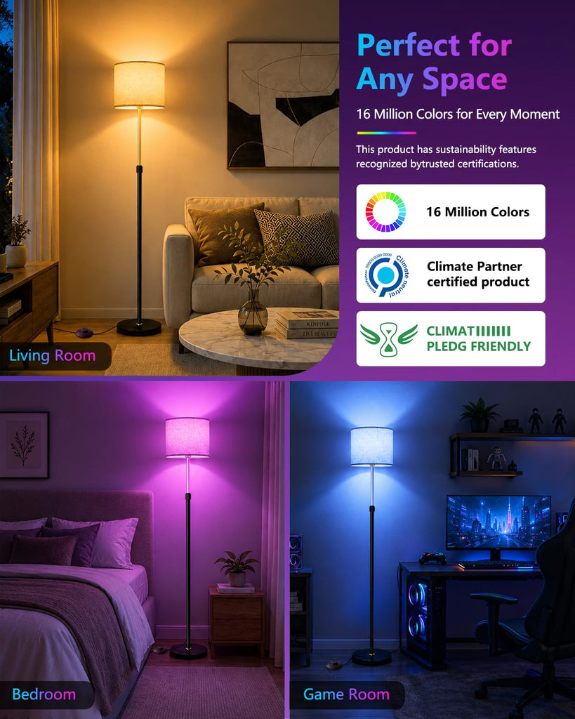 Smart RGBCW Floor Lamp, Alexa & Google Assistant