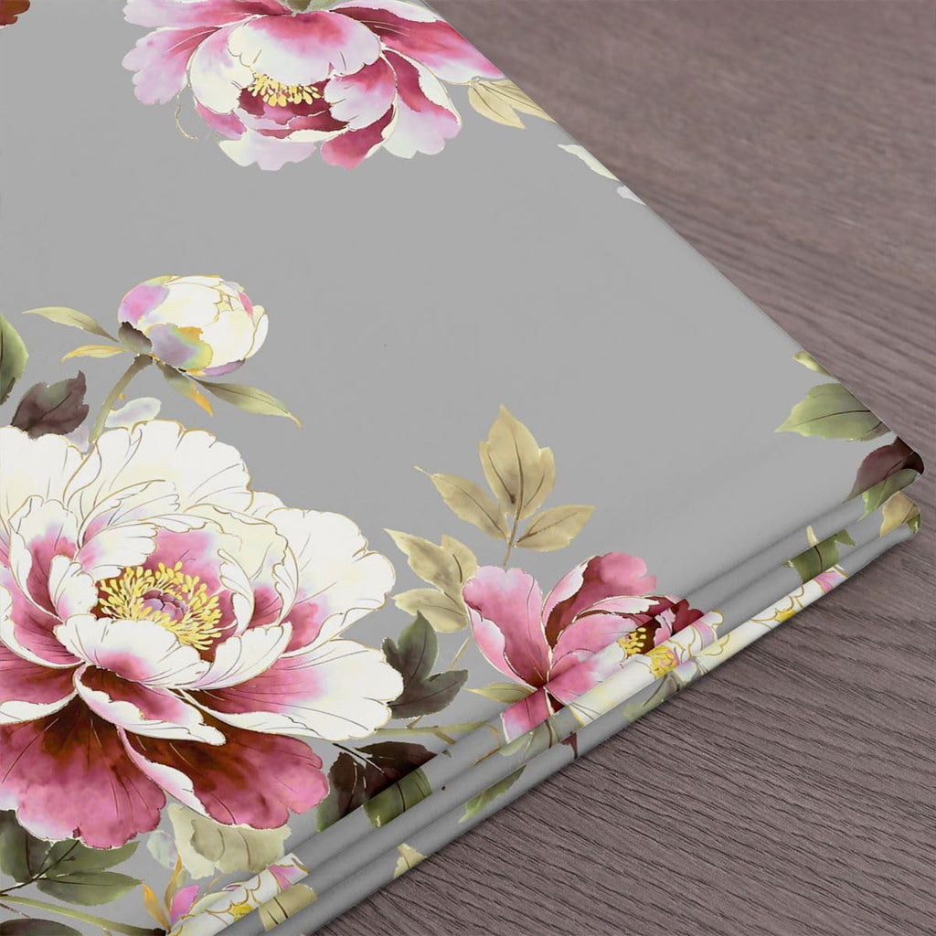 Pink Grey Flower Soft Upholstery Fabrics Vintage Boho Peony