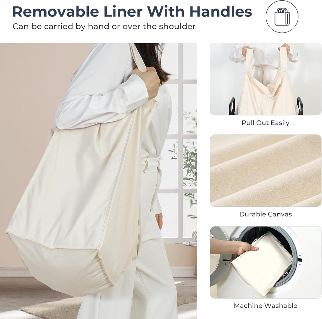 Laundry Hamper 2 Section, 100L Rolling Laundry Sorter Cart with Removable and Washable Liner Bag, Clothes Hamper with