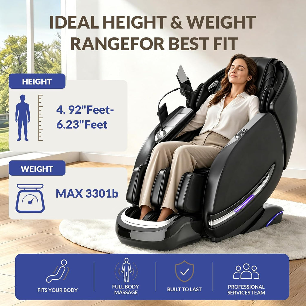 Massage Chair Full Body, 2026 Zero Gravity SL-Track Shiatsu Massage Chair Recliner with 12 Auto Modes, Thai Yoga