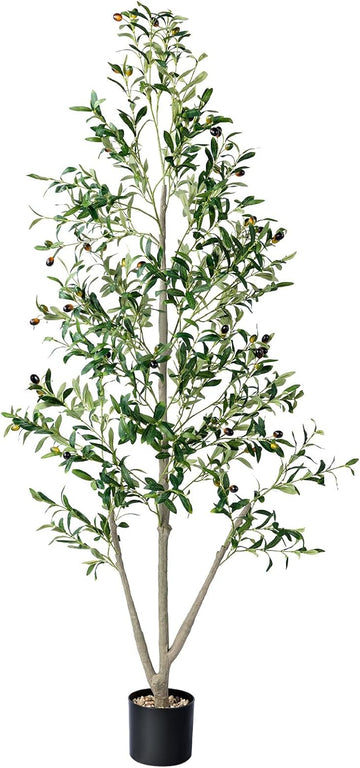 Olive Trees Artificial Indoor, 6FT Tall Faux Olive Tree with Moss and Planter, Artificial Plants Indoor with