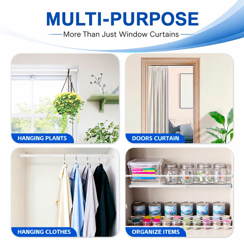 4 Pack Small Tension Curtain Rod, Short Adjustable Extendable
