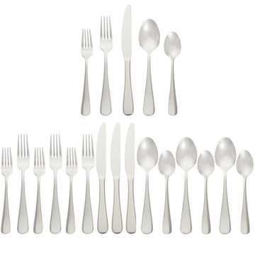 Silverware Set, Stainless Steel Flatware, Dishwasher Safe, Service for 4, 20-Piece Forks and Spoons, Round Edge